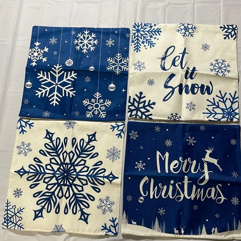 COPY - 4pcs Christmas Throw Pillows, inserts NOT included- 17.7x17.7 Inch B5